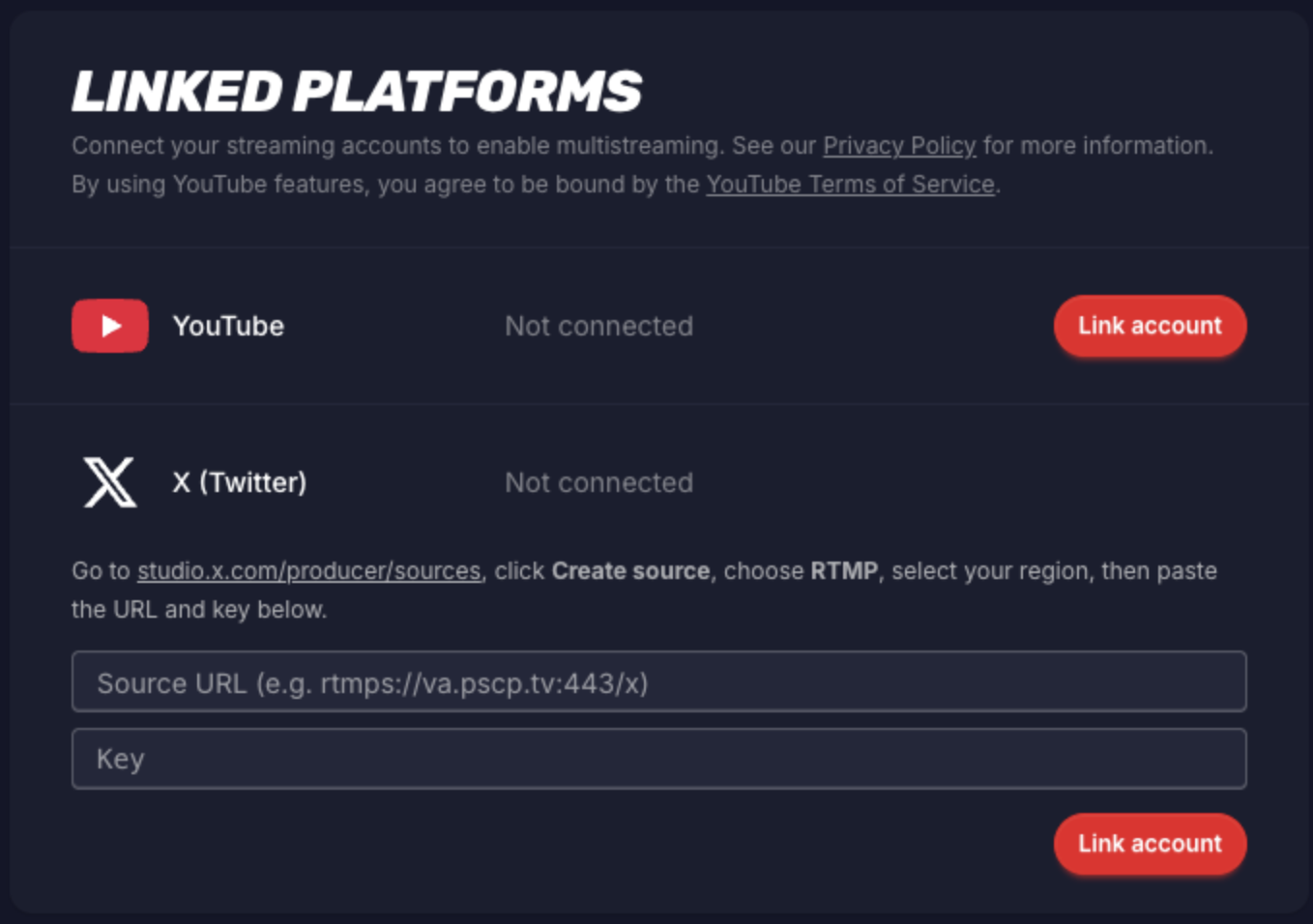 Link Platforms X